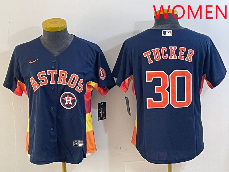 Women Houston Astros #30 Tucker Blue City Edition 2025 Nike MLB Jersey style 5->women mlb jersey->Women Jersey